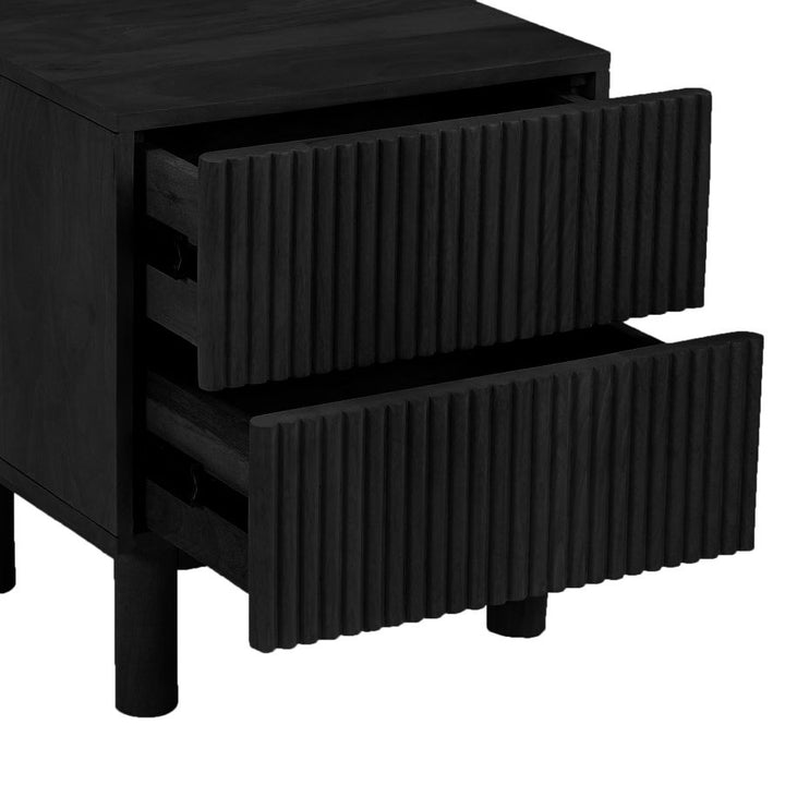 Tabvex Solid Wood Accent Table with Reeded Drawers - Black