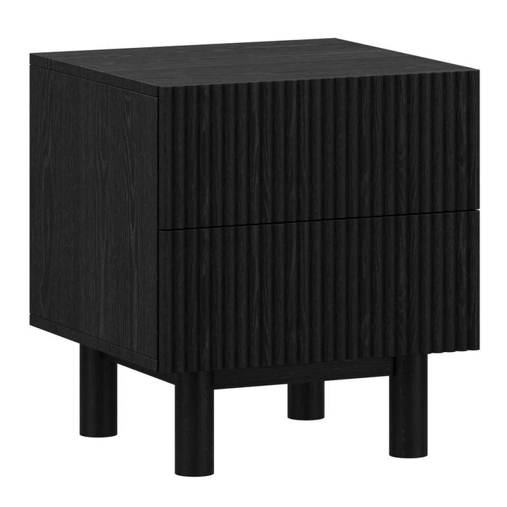 Tabvex Solid Wood Accent Table with Reeded Drawers - Black