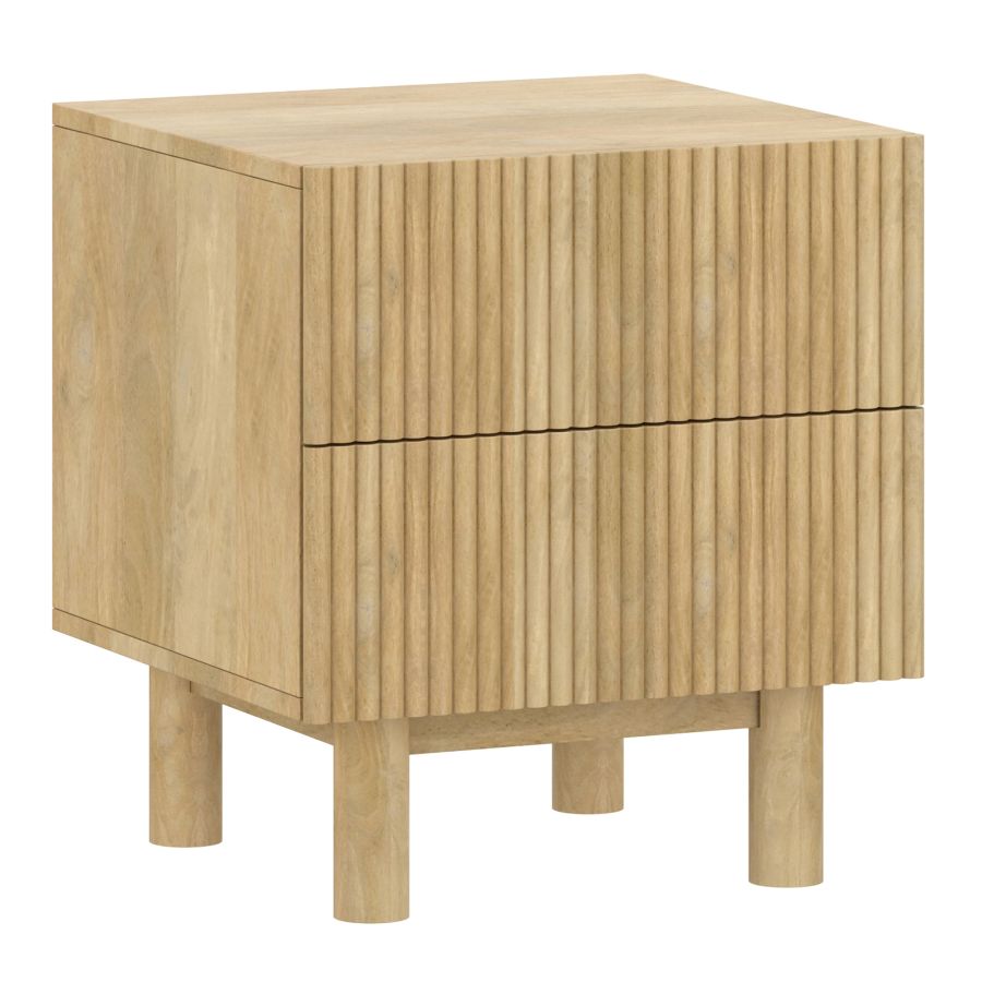 Tabvex Solid Wood Accent Table with Reeded Drawers - Natural