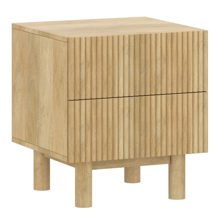 Tabvex Solid Wood Accent Table with Reeded Drawers - Natural