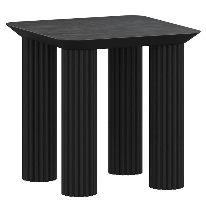 Entryza Solid Wood Accent Table with Reeded Legs - Black