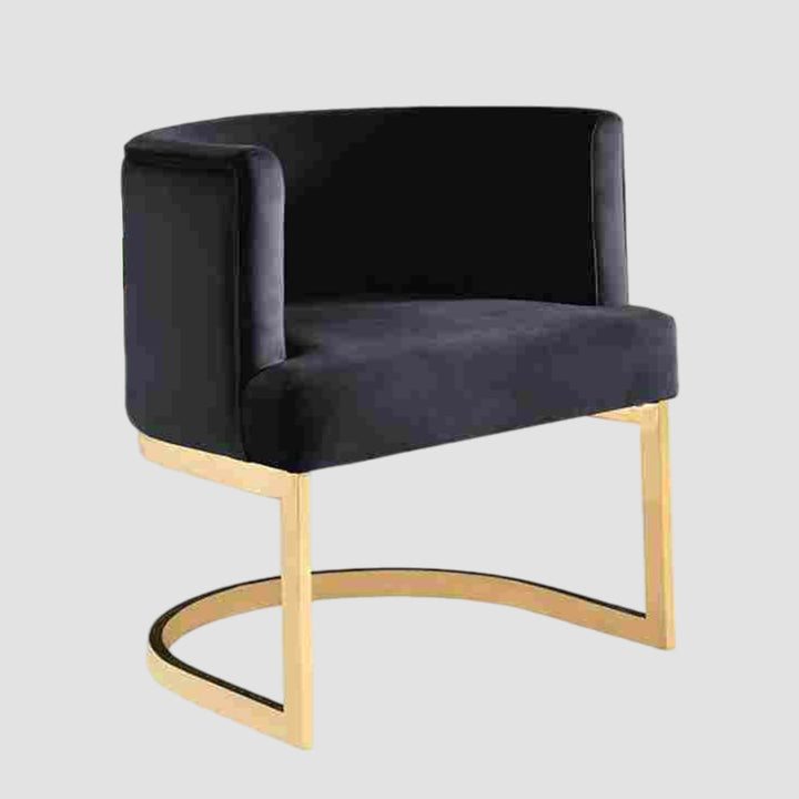 Caffrey Black Velvet Accent Chair With Gold Base