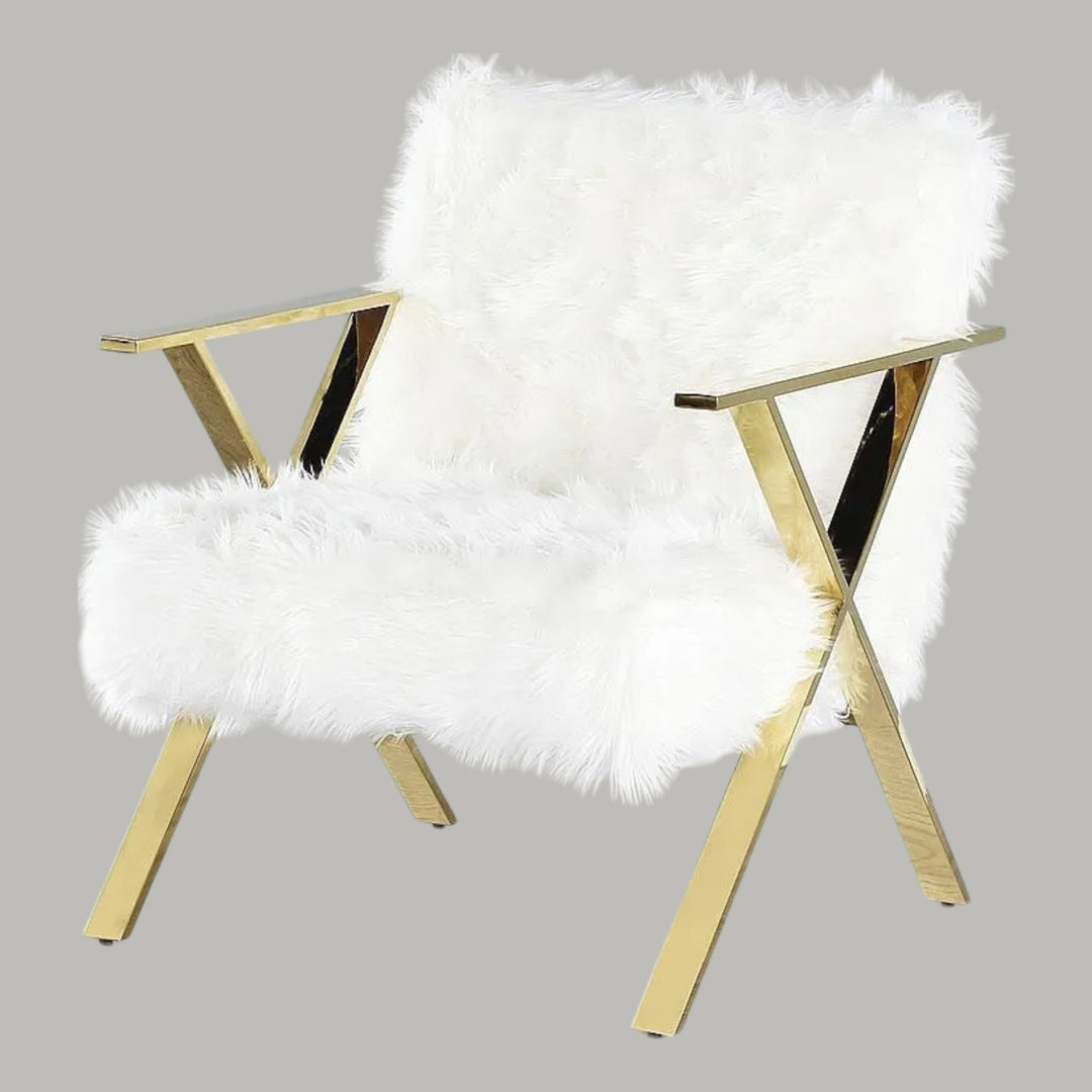 Marissa Modern White Chair With Feather Accent