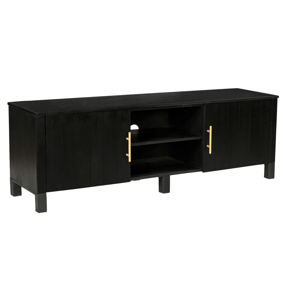 Auriqa Rustic Modern Media Cabinet with Marble Top - Black