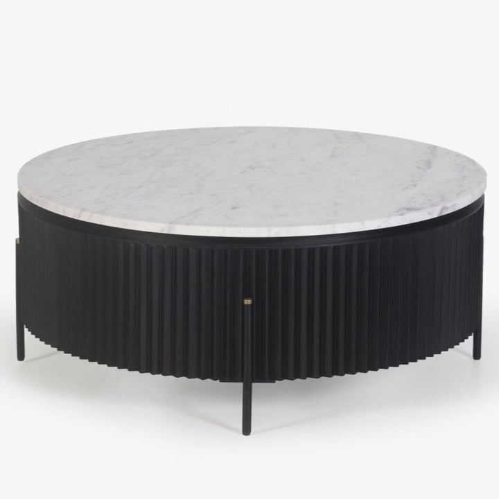 Faith Round Coffee Table With Stainless Steel Legs - Black