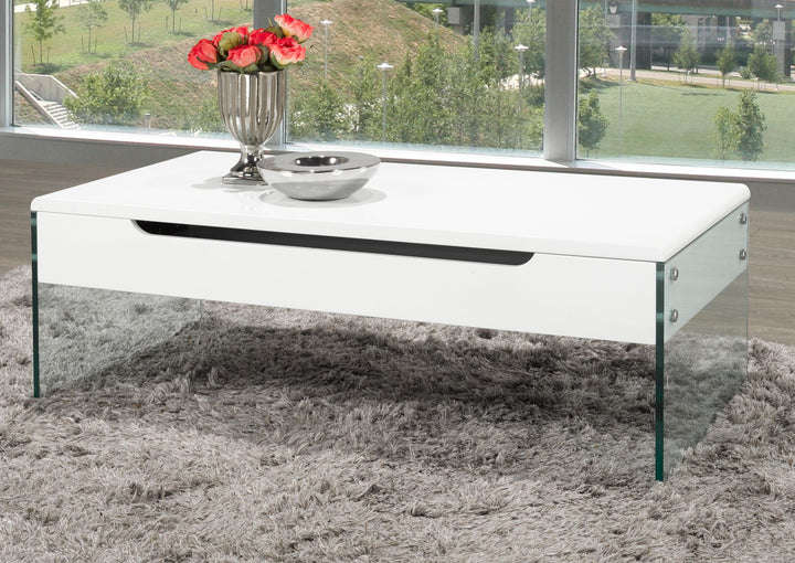 Sittura Coffee Table Lift Top with Hidden Storage Space - White