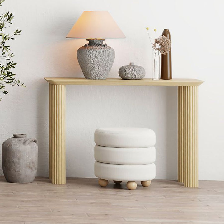 Entryza Solid Wood Console Table with Reeded Legs - Natural