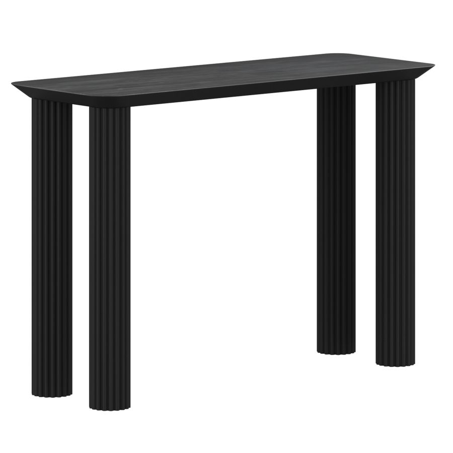 Entryza Solid Wood Console Table with Reeded Legs - Black