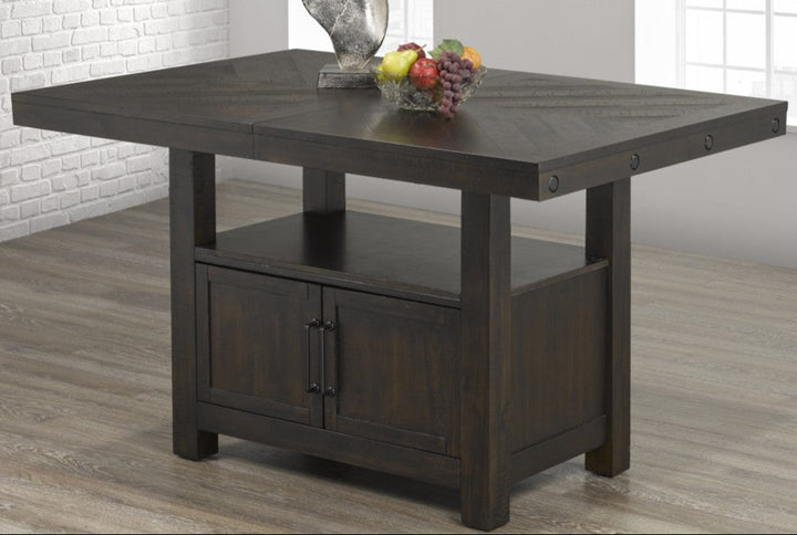 Majesta Counter Table Stylish Expandable Table with Storage - Dark  Oak