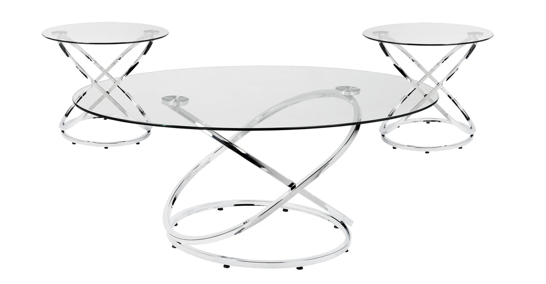 Taryn 3-Piece Coffee Table Set In Chrome Finish