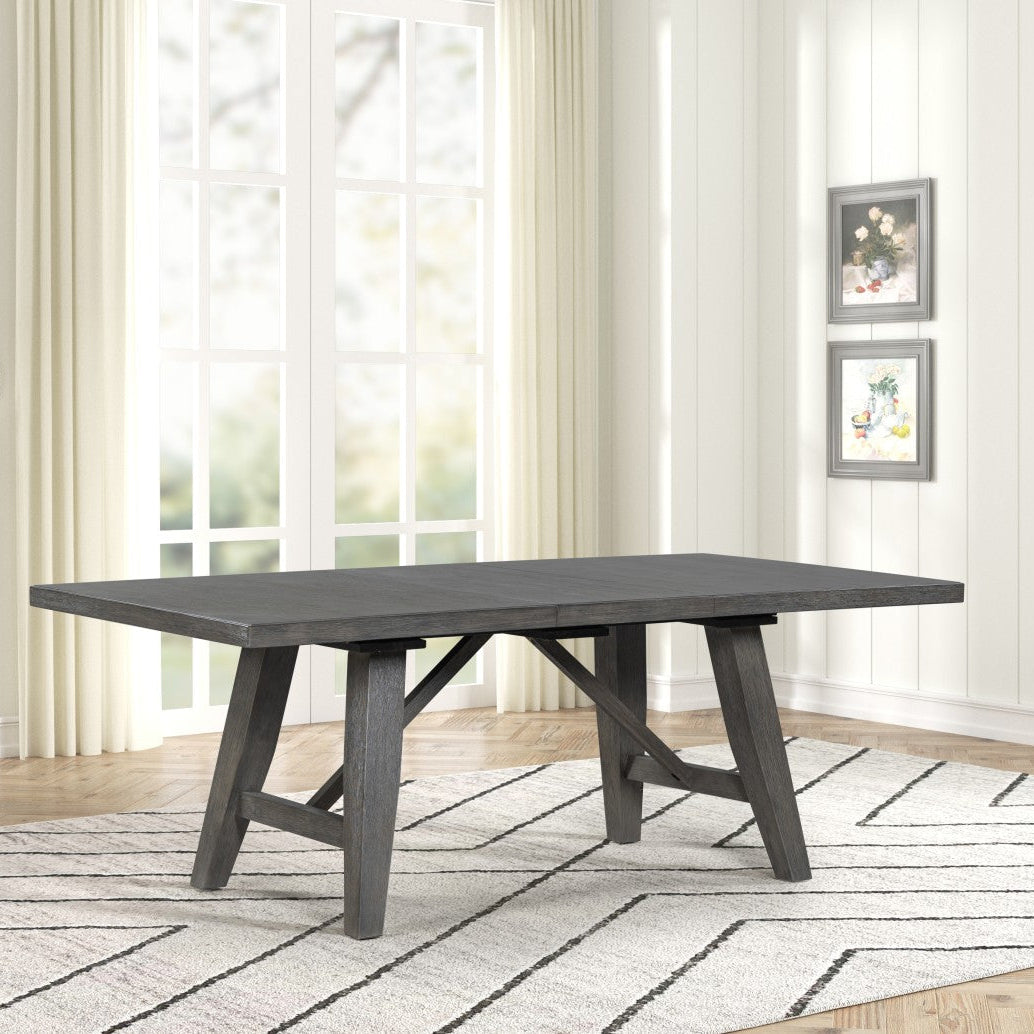 Dining Table Expandable Solid Wood Table with Splayed Legs - Grey