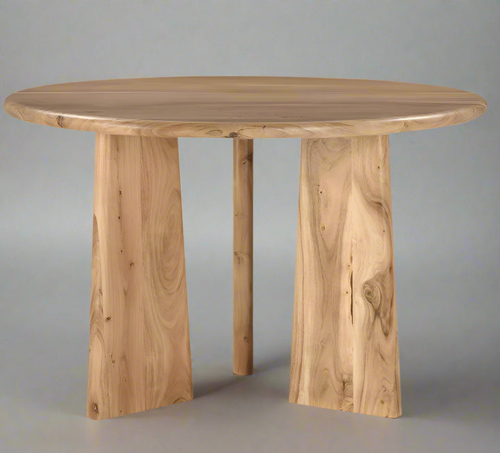 Solid Acacia Wood Dining Table with Curved Legs - Naturale