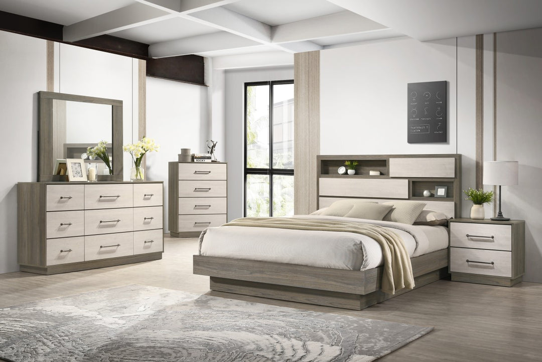 Pavilion 8-Piece Bedroom Set In Natural/ Grey Finish