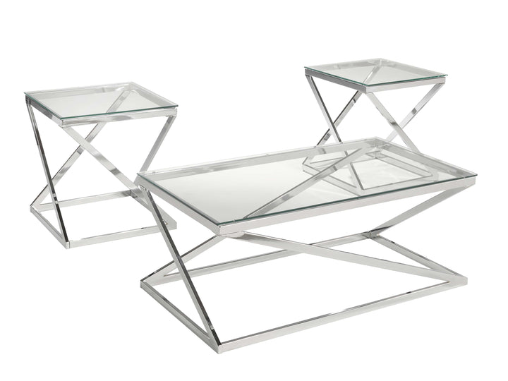 Joy 3-Piece Timeless Coffee Table Set In Chrome Finish