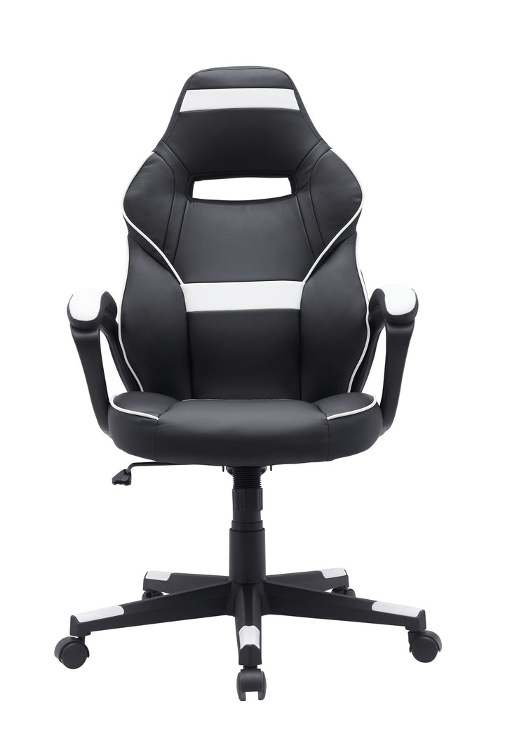 Blaze Stylish Gaming Chair In Faux Leather Upholstery - Black/ White