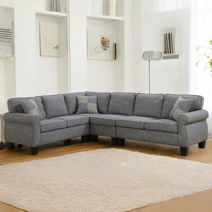 Toronto Sectional Sofa With Accent Pillows - Appealing Grey