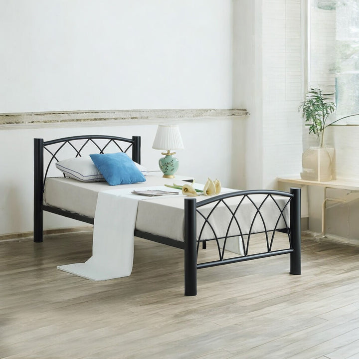 Maverick Metallic Platform Bed Frame In Sleek Black Finish