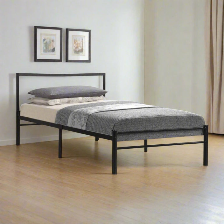 Glint Metallic Platform Bed Frame In Black Finish