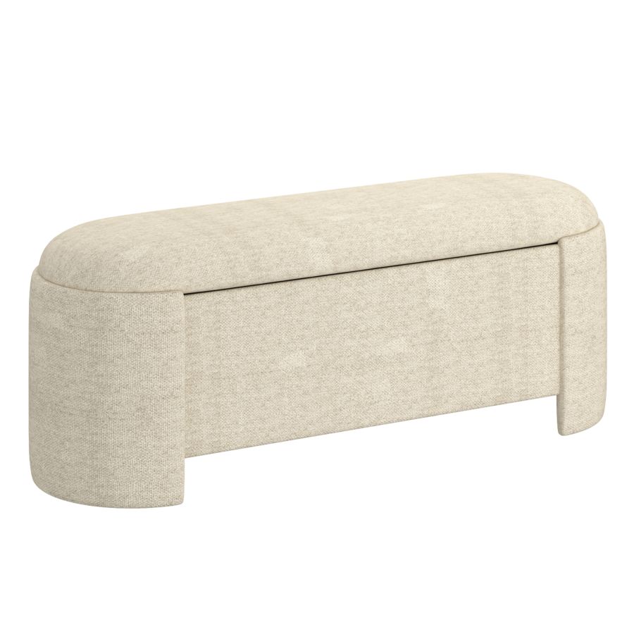 Fluffa Upholstered Oval Storage Ottoman - Beige