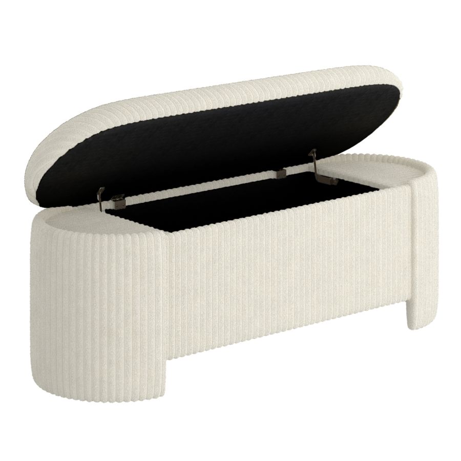 Fluffa Upholstered Oval Storage Ottoman - Ivory