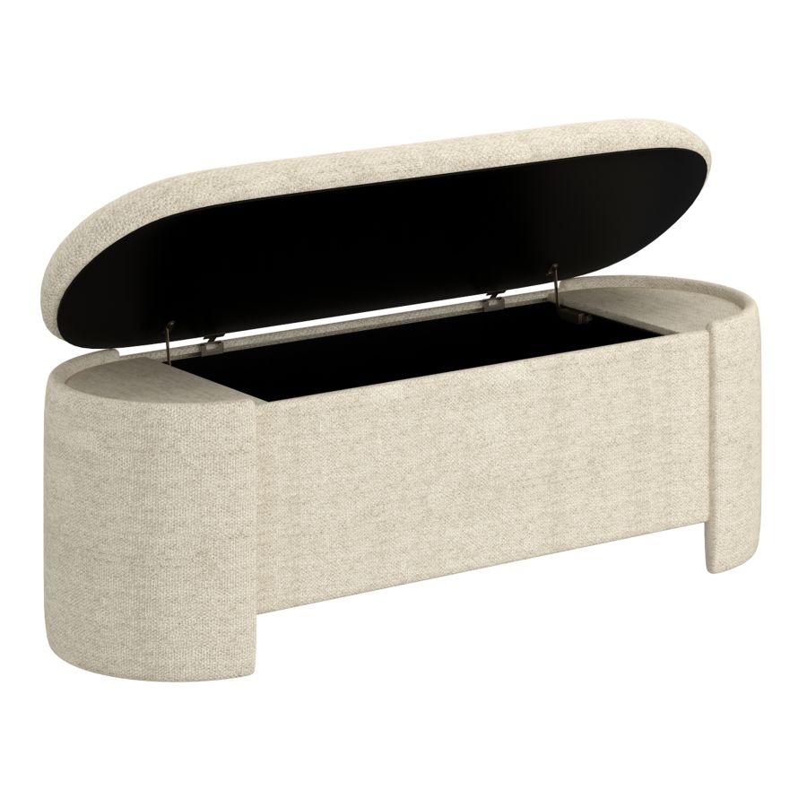 Fluffa Upholstered Oval Storage Ottoman - Beige