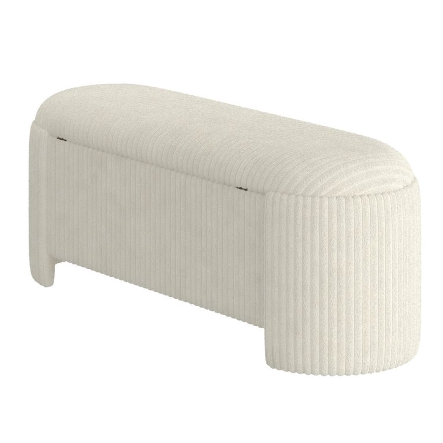 Fluffa Upholstered Oval Storage Ottoman - Ivory