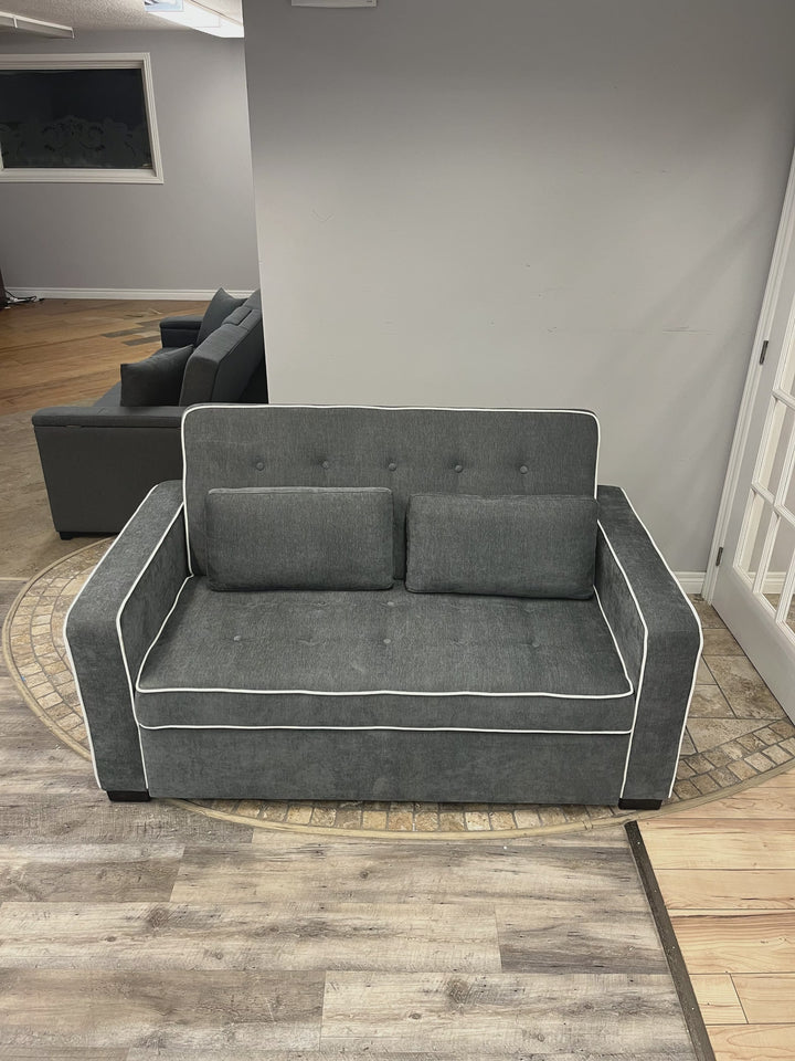 Austin Modern Grey Fabric Sleeper Sofa With Pull-Out Bed & Built-In USB Ports