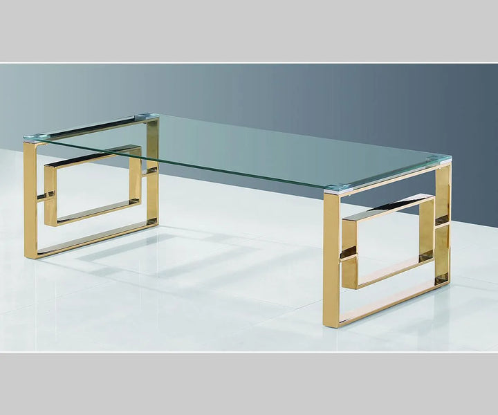 Jivin Tempered Glass Coffee Table With Gold Finish