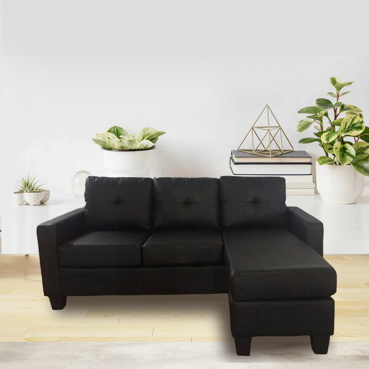 Grace Modern L-Shaped Sectional Sofa With RHF Chaise - Midnight Black