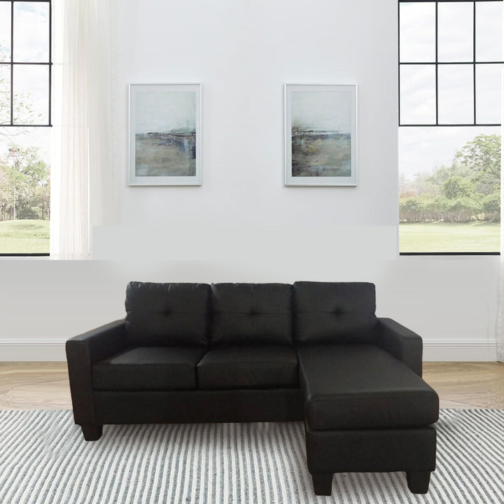 Grace Modern L-Shaped Sectional Sofa With RHF Chaise - Midnight Black