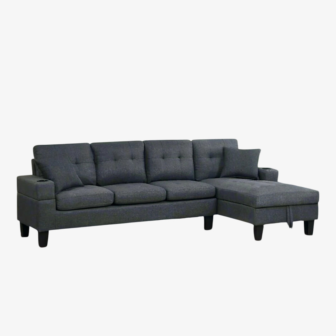 Blaise Sectional Sofa With Striking Grey Finish