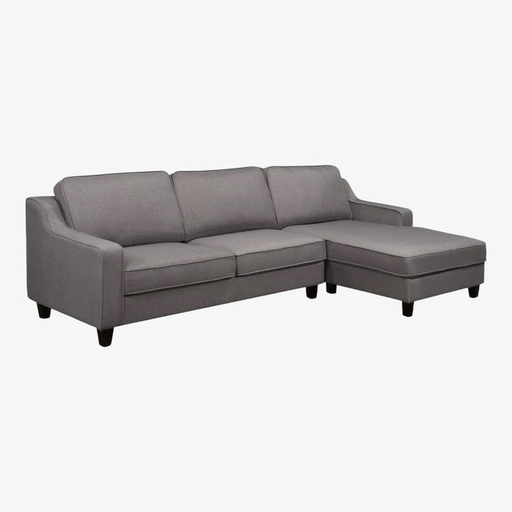 Wesley Sectional Sofa In Fabric Upholstery With RHF Chaise & Storage Ottoman - Grey