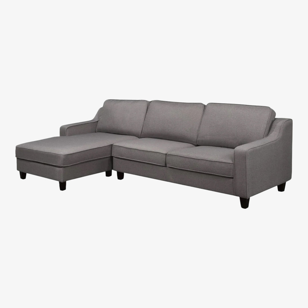 Wesley Sectional Sofa In Fabric Upholstery With LHF Chaise & Storage Ottoman - Grey