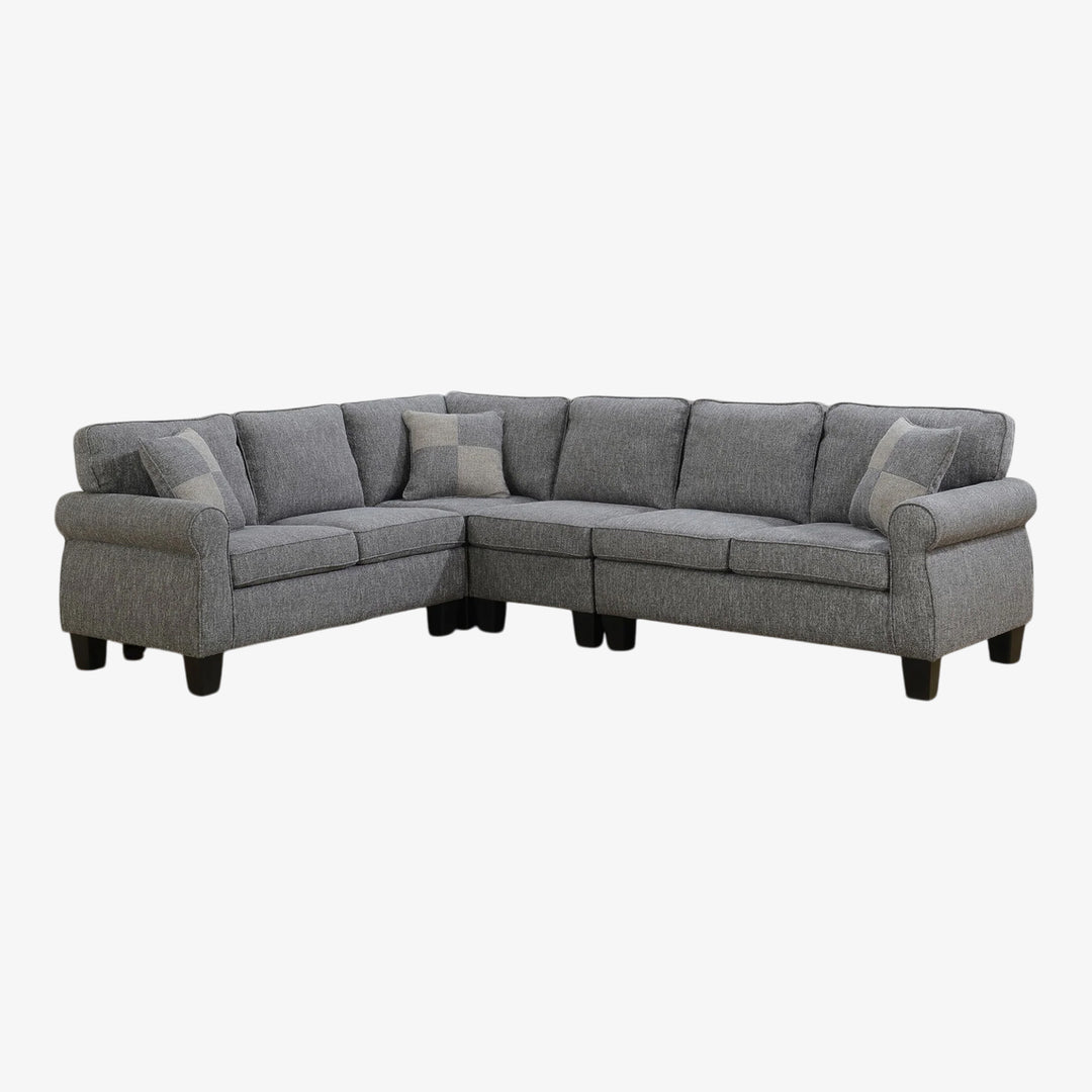 Toronto Sectional Sofa With Accent Pillows - Appealing Grey