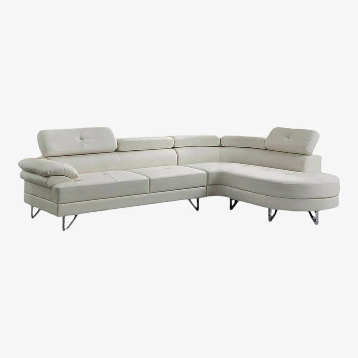 Wisla Sectional Sofa With Faux Leather Upholstery & RHF Chaise - Flourish White