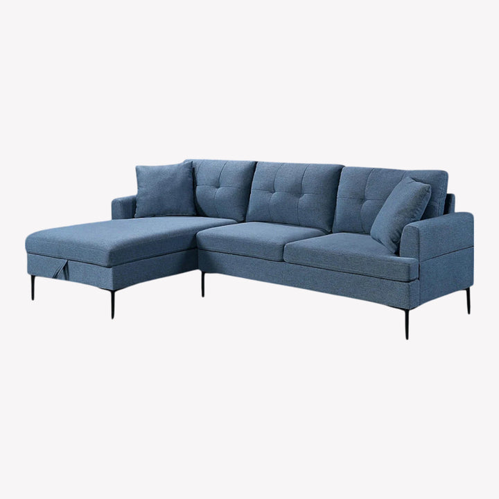 Frank Sectional Sofa With Spacious LHF Chaise - Appealing Blue