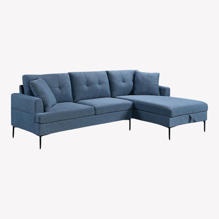 Frank Sectional Sofa With Spacious RHF Chaise - Appealing Blue