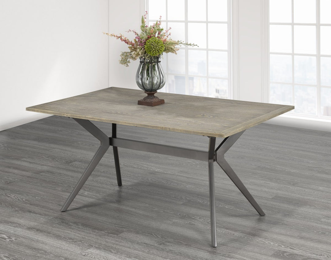 Cavita Dining Table Modern Dark Oak Finish with Metal Frame