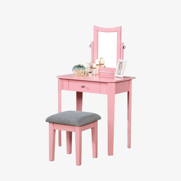 Rhea Elegant Vanity Set With Pink Finish- Complete Bedroom Ensemble