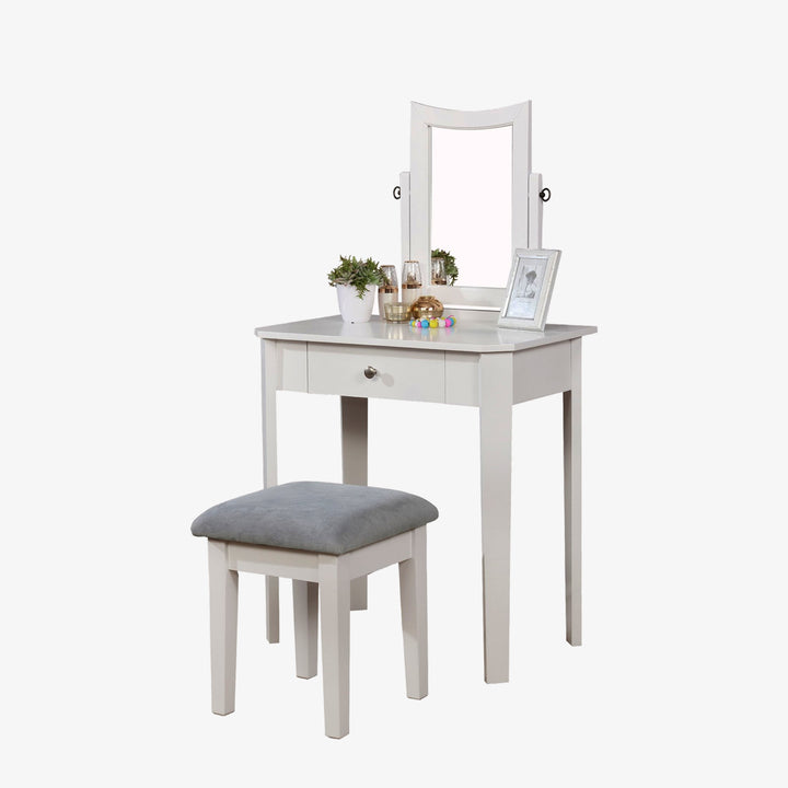 Rhea Sophisticated Vanity Set With Grey Finish - Complete Bedroom Ensemble