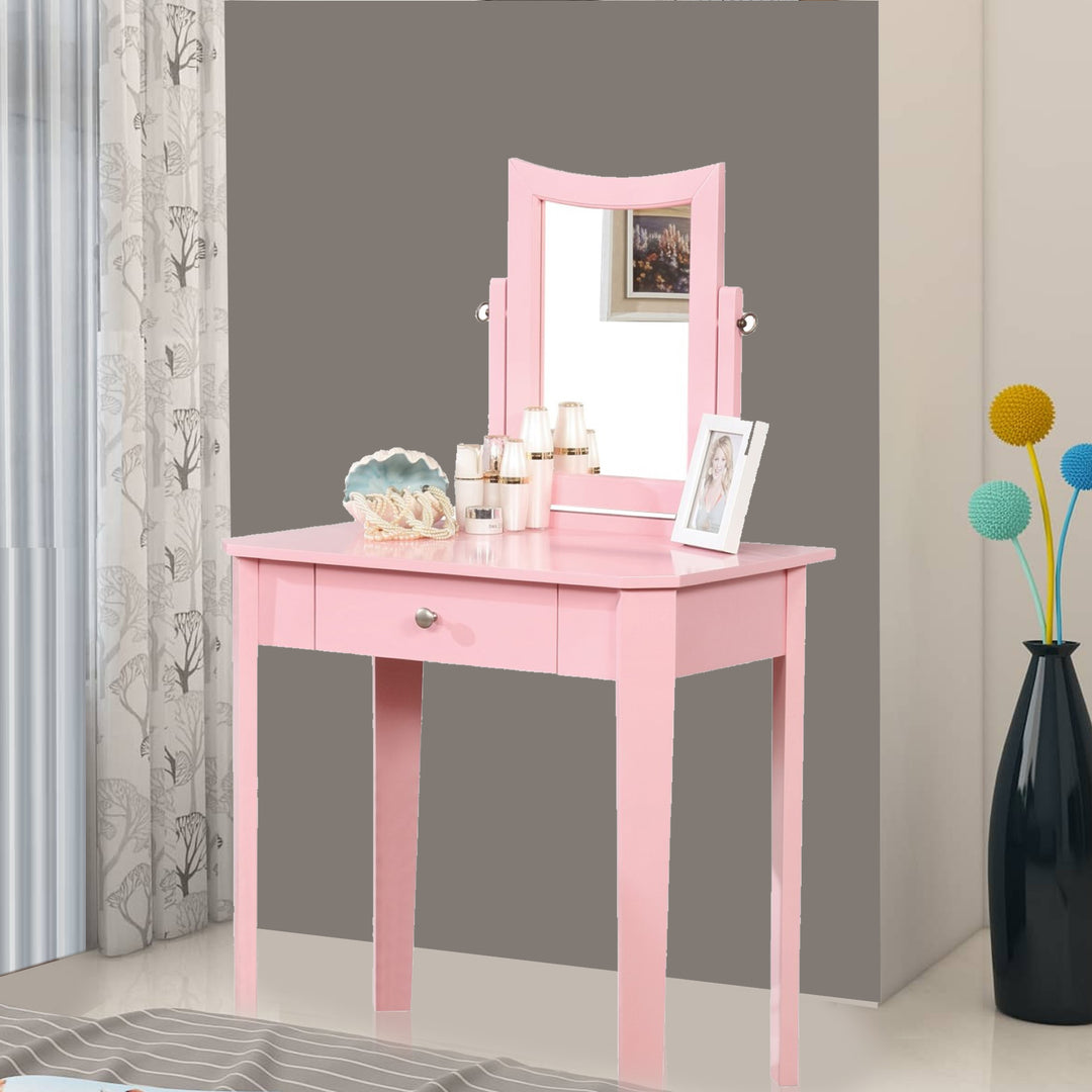 Rhea Elegant Vanity Set With Pink Finish- Complete Bedroom Ensemble