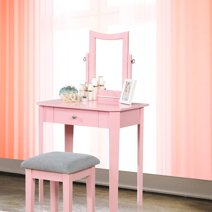 Rhea Elegant Vanity Set With Pink Finish- Complete Bedroom Ensemble